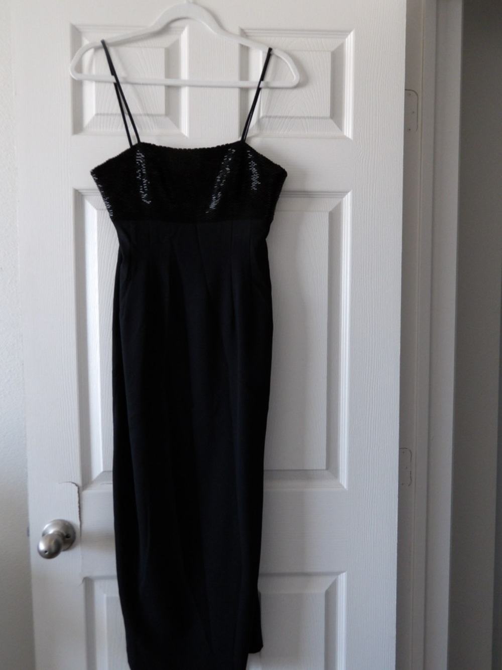 Donna Morgan Black Sequin Bodice Midi Dress